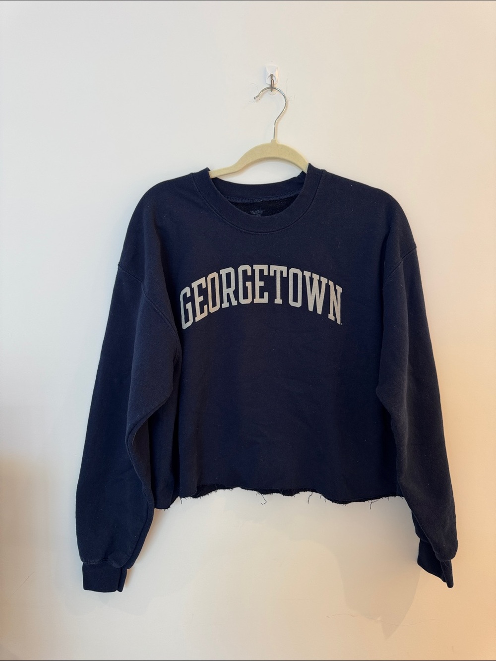 Fanatics Georgetown Cropped Crew Sweatshirt - Navy